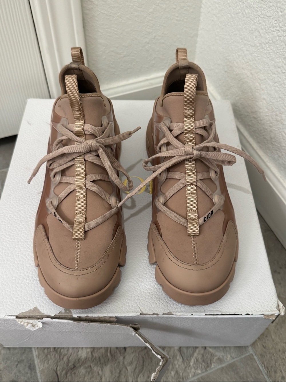 Dior Neutral Tan/Nude Chunky Lace-Up Sneakers